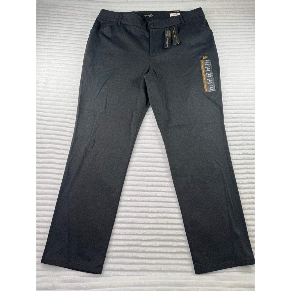 Lee Plus Relaxed Fit Womens 18W Straight Leg Pants Charcoal Gray Medium NWT